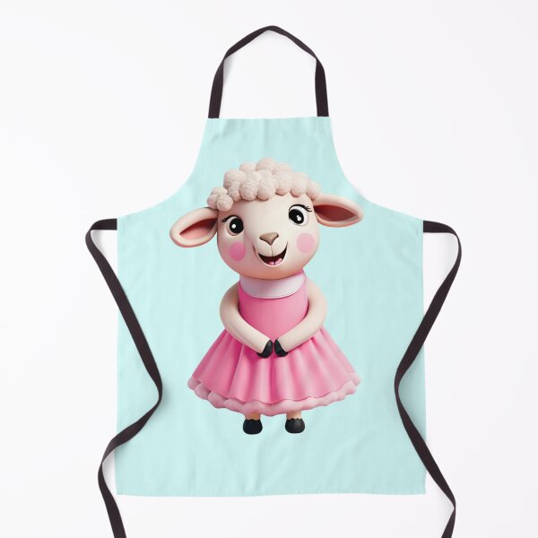 Item preview, A cartoon sheep in a pink dress is smiling and looking at the camera designed and sold by PWDigitalArt.