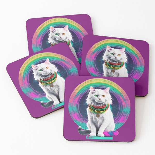 Item preview, Mystical Rastafarian Cat in Vaporwave designed and sold by WILD-WILD-CAT.