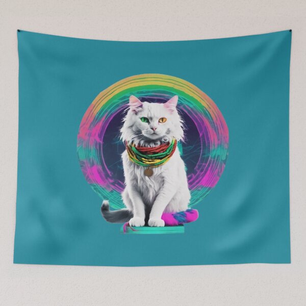 Item preview, Mystical Rastafarian Cat in Vaporwave designed and sold by WILD-WILD-CAT.