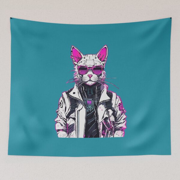 Item preview, Cyberpunk Cat: Neon Outlaw designed and sold by WILD-WILD-CAT.