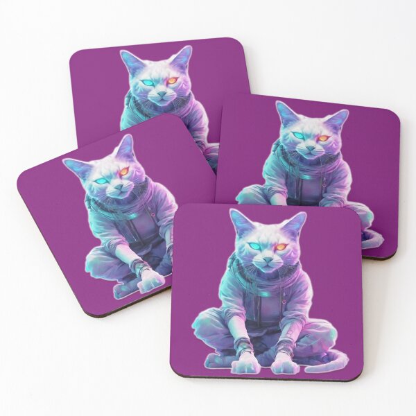 Item preview, Mystical Cyberpunk Cat with Dual-Color Eyes designed and sold by WILD-WILD-CAT.