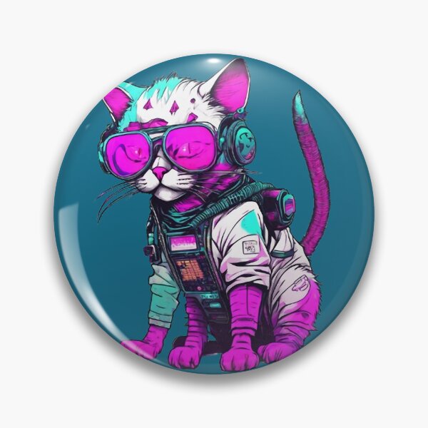Artikelvorschau, Cyberpunk-Weltraumkatze mit Neonbrille entworfen und verkauft von WILD-WILD-CAT.