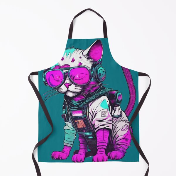 Item preview, Cyberpunk Space Cat with Neon Goggles designed and sold by WILD-WILD-CAT.