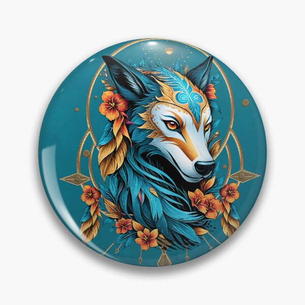 Artikelvorschau, Stilisierter Wolf mit leuchtend blauem und goldenem Fell. entworfen und verkauft von nicky2342.