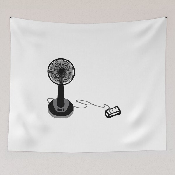 Item preview, Doodle line drawing of a fan with a plug on a transparent background designed and sold by nongsao4.