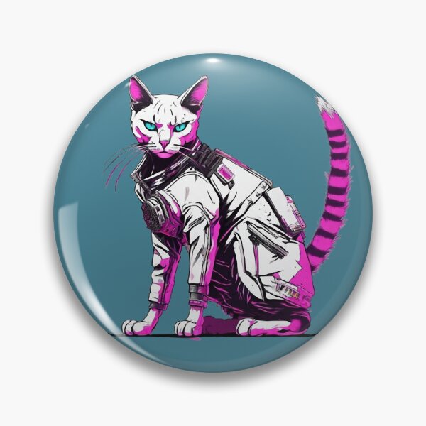 Item preview, Cyberpunk Neon Cat in Tactical Suit designed and sold by WILD-WILD-CAT.