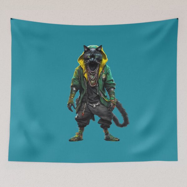 Item preview, Mystical Cyberpunk Rastafarian Cat designed and sold by WILD-WILD-CAT.