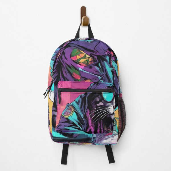 Item preview, Rastafari Cyberpunk Cat - Neon Street Rebel designed and sold by WILD-WILD-CAT.