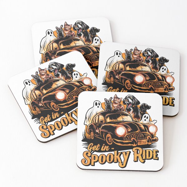 Item preview, Spooky Ride - Halloween Cat and Dogs on a Haunted Adventure designed and sold by asprse.