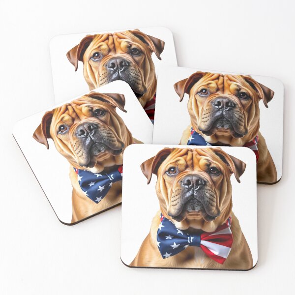 Item preview, Funny cool Chinese Shar Pei dog wearing a USA flag bow tie designed and sold by LazyOwlStore.