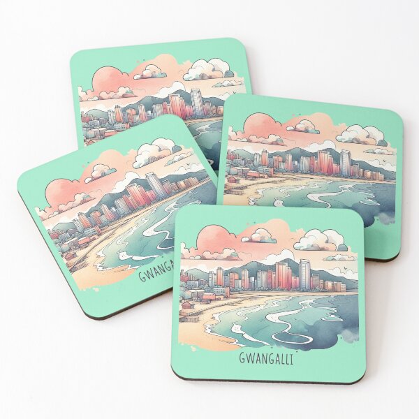 Item preview, Gwangalli Beach, South Korea - Minimalist Watercolor Sticker Design, designed and sold by PaintMeWorld.