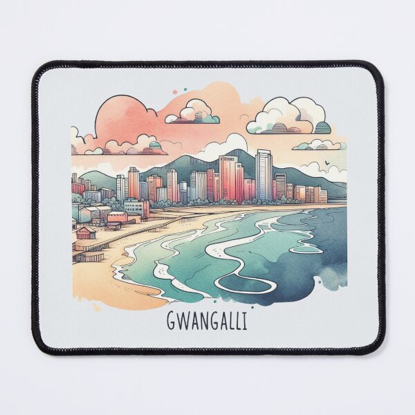 Item preview, Gwangalli Beach, South Korea - Minimalist Watercolor Sticker Design, designed and sold by PaintMeWorld.