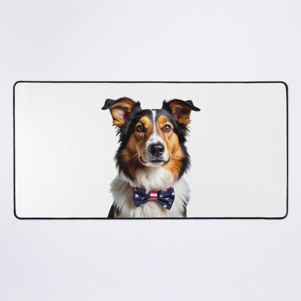 Item preview, Funny cool Collie dog wearing a USA flag bow tie designed and sold by LazyOwlStore.