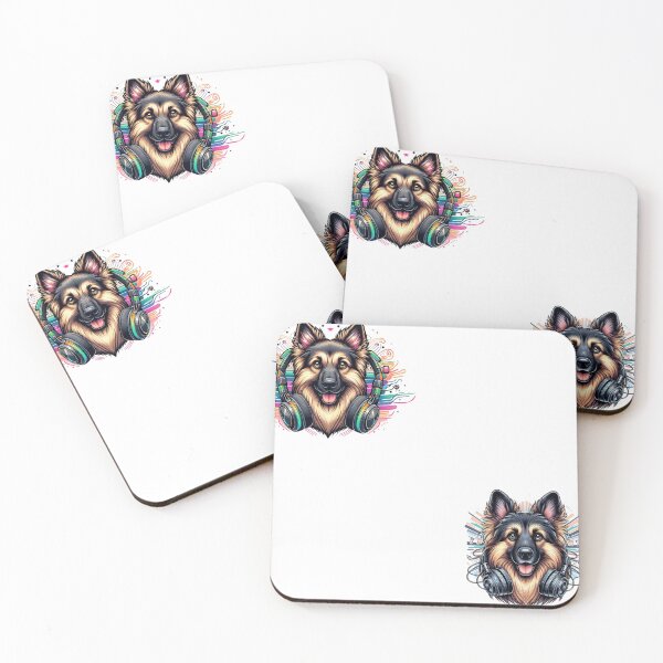 Item preview, Set of Stickers: Majestic German Shepherd with High-Tech Headphones designed and sold by Mechanical-Artt.