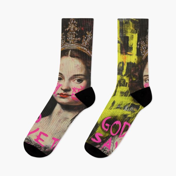 Item preview, Street Art Portrait of Queen with Graffiti Text Modern Graffiti Over Vintage Queen Painting designed and sold by Anastasiia Yurevych.