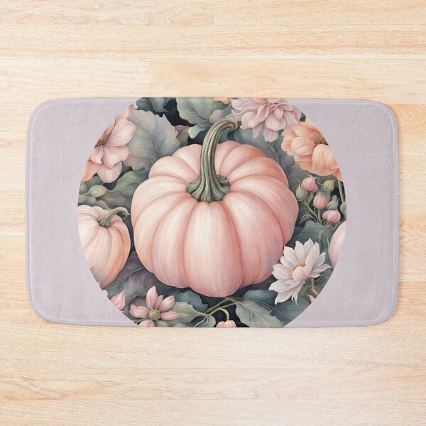 Item preview, Pink Pastel Pumpkin in Pastel Flowers, Vintage Cute Halloween, Watercolor Pattern designed and sold by KolorellaS.