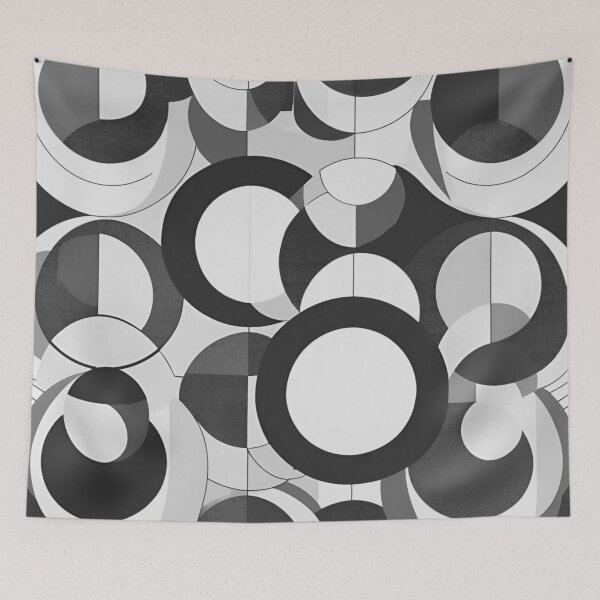 Item preview, Retro Black and White Abstract Bauhaus Design designed and sold by TribalioDesigns.