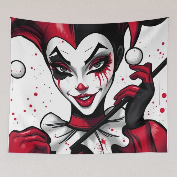 Item preview, sexy clown jester girl smiling designed and sold by aprilwebbartist.