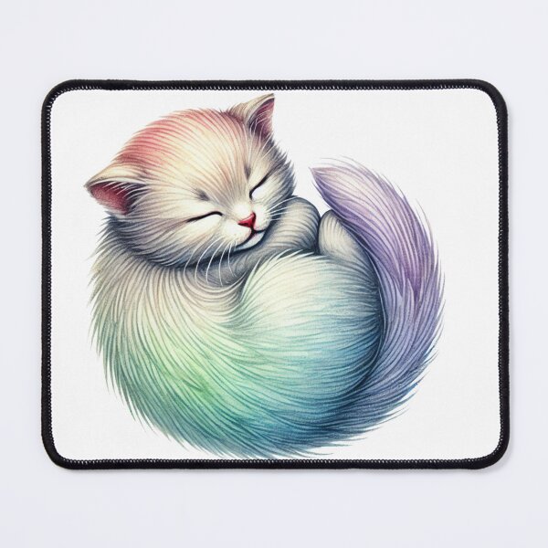Item preview, Sleeping Rainbow-Tinted Fluffy Kitten designed and sold by Little Care Studio.
