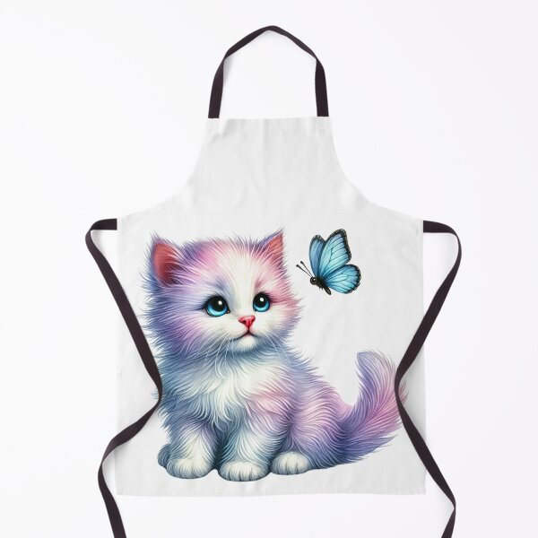 Item preview, Adorable Kitten with Blue Butterfly designed and sold by Little Care Studio.
