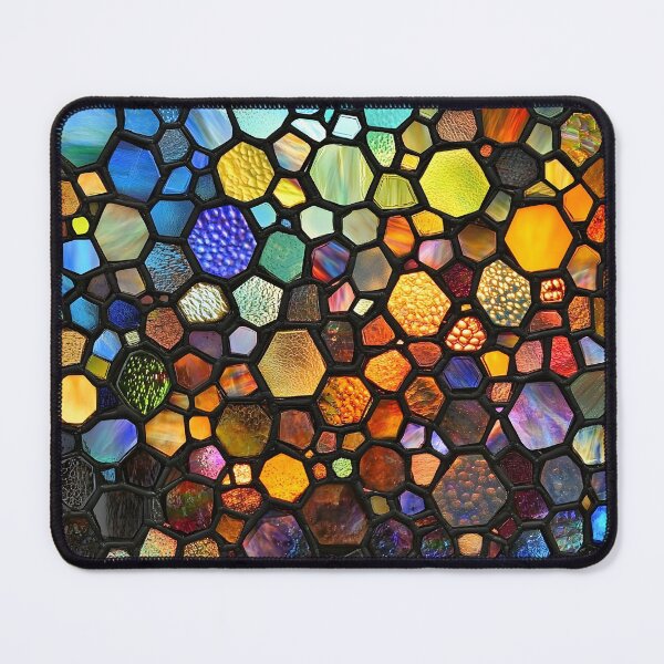 Item preview, Stained glass window mosaic featuring a seamless round design with natural textures in earthy tones, blending wood and stone elements designed and sold by Lannanun.