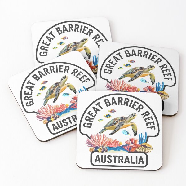 Item preview, Minimal travel sticker – Great Barrier Reef Australia with turtle, fish, corals - Queensland designed and sold by pod24.
