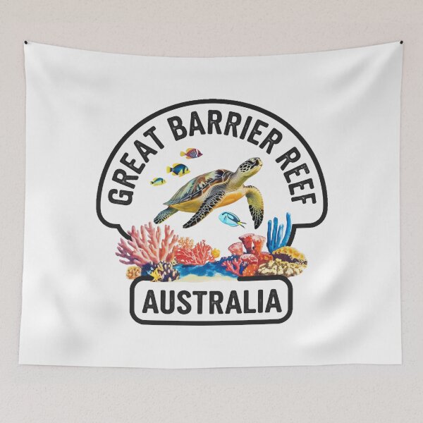 Item preview, Minimal travel sticker – Great Barrier Reef Australia with turtle, fish, corals - Queensland designed and sold by pod24.