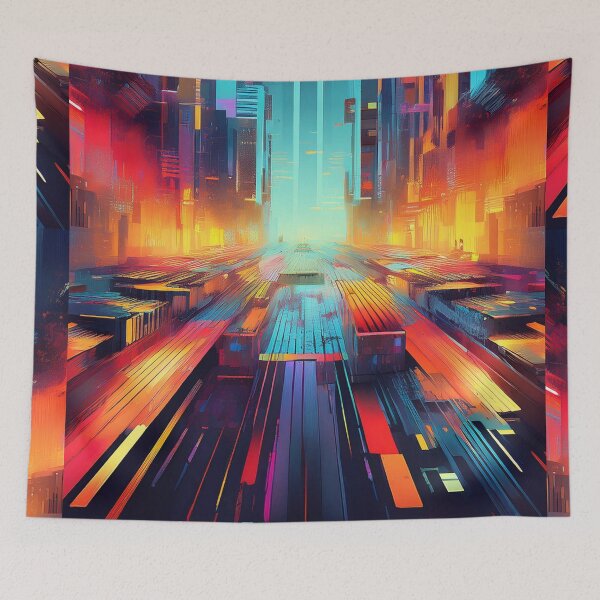 Artikelvorschau, Cyberpunk Neon Street – Futuristisches Sci-Fi-Stadtbild entworfen und verkauft von RaiyaTees.