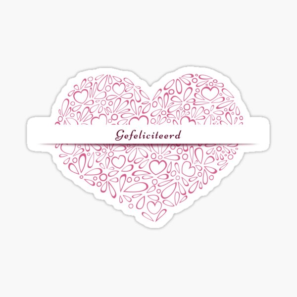 "Gefeliciteerd" in a red heart Sticker