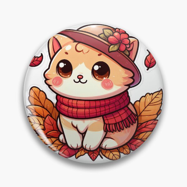 Item preview, Cute Kawaii Cat with Cozy Autumn/Fall Vibes for Cat Lovers  designed and sold by LEYLA Hunter.