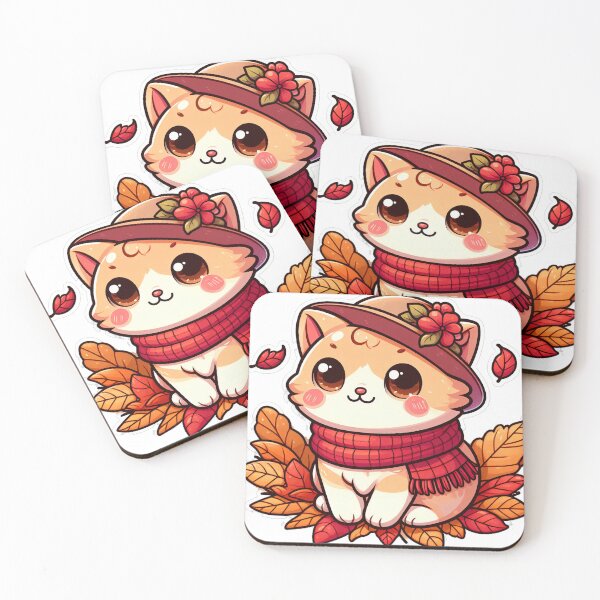 Item preview, Cute Kawaii Cat with Cozy Autumn/Fall Vibes for Cat Lovers  designed and sold by LEYLA Hunter.