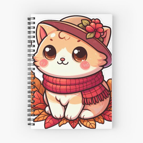 Item preview, Cute Kawaii Cat with Cozy Autumn/Fall Vibes for Cat Lovers  designed and sold by LEYLA Hunter.
