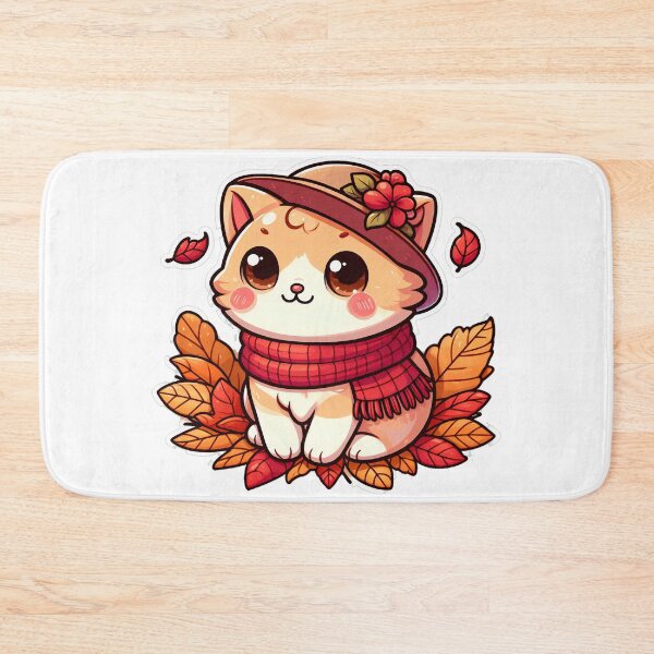 Item preview, Cute Kawaii Cat with Cozy Autumn/Fall Vibes for Cat Lovers  designed and sold by LEYLA Hunter.