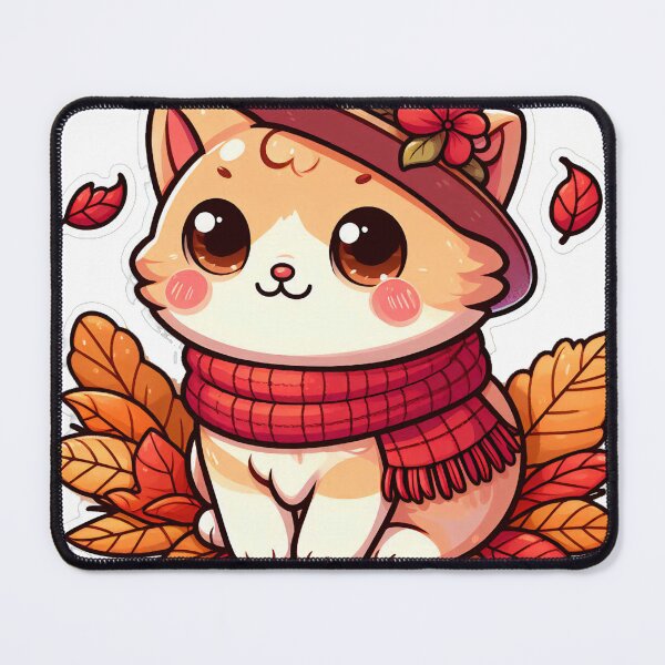 Item preview, Cute Kawaii Cat with Cozy Autumn/Fall Vibes for Cat Lovers designed and sold by LEYLA Hunter.