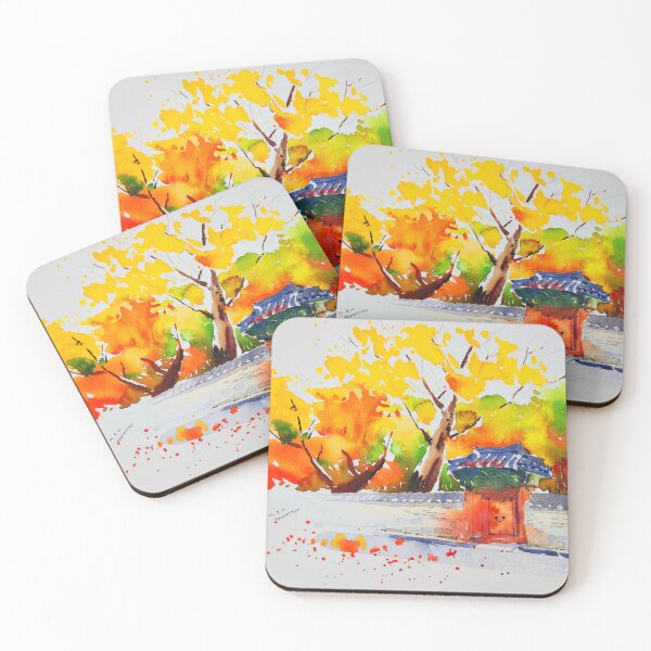 Item preview, South Korea's beautiful autumn scenery watercolor painting art print designed and sold by Jennywatercolor.