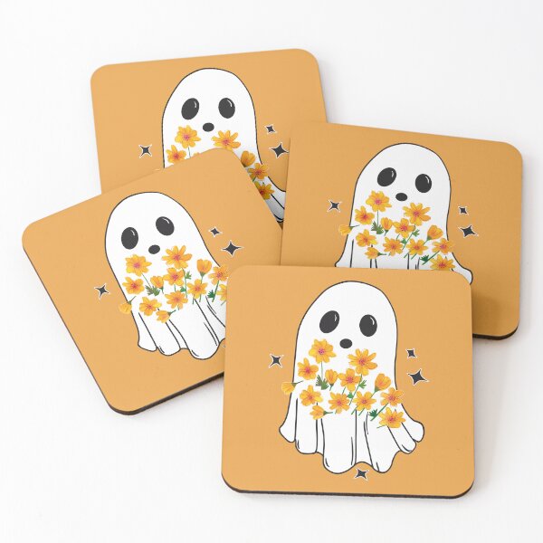 Item preview, Halloween ghost, sweet ghost with autumn flowers designed and sold by Petra Lang.