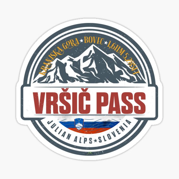 Item preview, Vrsic Pass Slovenia Vršič Pass Motorcycle Sticker T-Shirt 02 designed and sold by OuterShellUK.