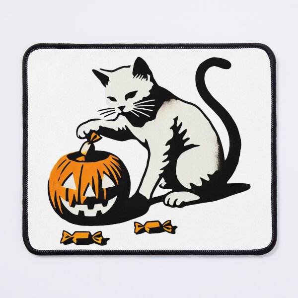 Item preview, White Cat with Pumpkin designed and sold by Blink Art Studio.
