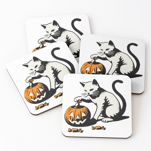 Item preview, White Cat with Pumpkin designed and sold by Blink Art Studio.