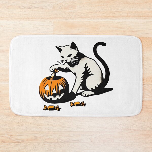 Item preview, White Cat with Pumpkin designed and sold by Blink Art Studio.