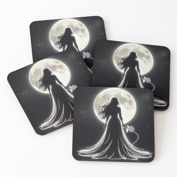 Item preview, Moonlit Silhouette with Rose Under Full Moon designed and sold by CultDigHoriz.