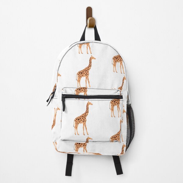 Item preview, Giraffe, tall mammal, isolated on white paper background, long neck, brown spots, standing profile, digital watercolor painting designed and sold by Ammi77.
