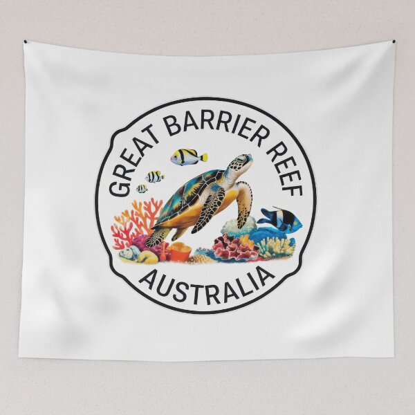 Item preview, Vintage Minimal Retro Travel Poster – Turtle on the Great Barrier Reef Australia designed and sold by pod24.