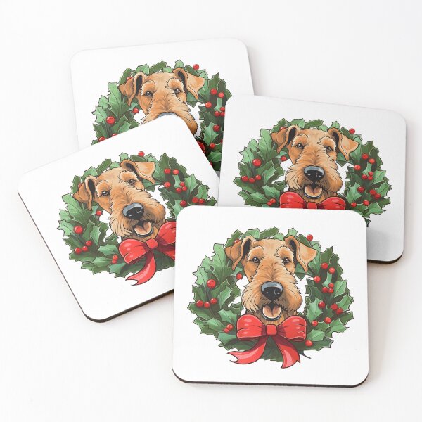 Item preview, Airdale Terrier Christmas Wreath Dog designed and sold by wotsthis.