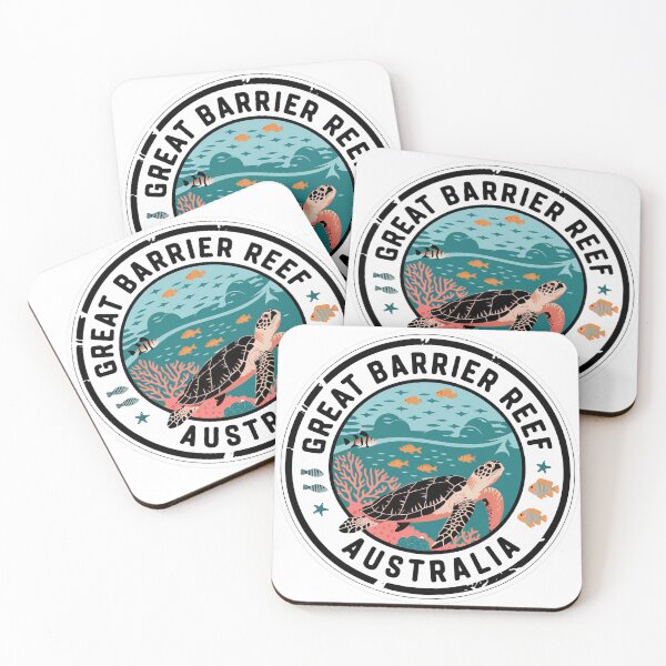 Item preview, Vintage Minimal Retro Travel Poster – Great Barrier Reef Turtle Australia designed and sold by pod24.