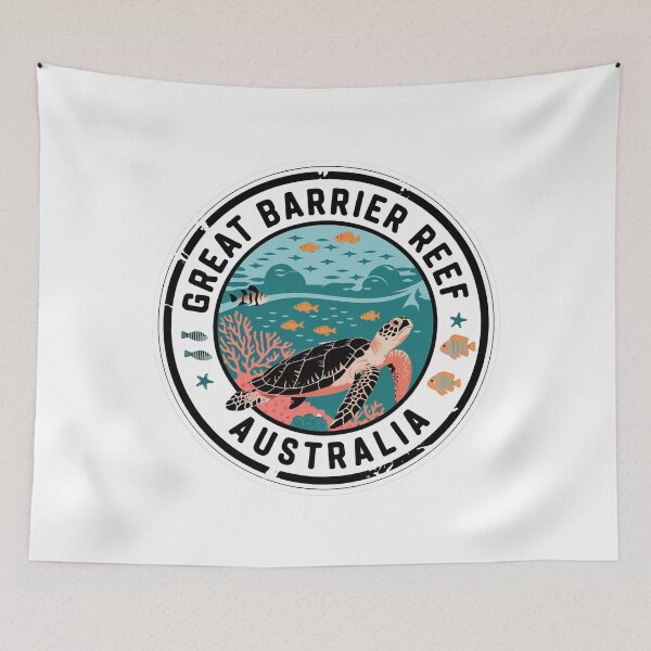 Item preview, Vintage Minimal Retro Travel Poster – Great Barrier Reef Turtle Australia designed and sold by pod24.