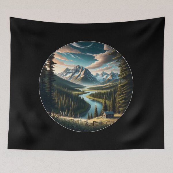 Item preview,  Serene Mountain River Landscape designed and sold by IllumeInk.