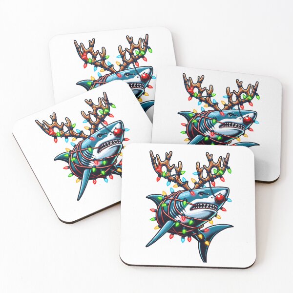Item preview, Boys Santa Shark Mens Shark in Reindeer Antlers and Lights designed and sold by nicksuefonze.