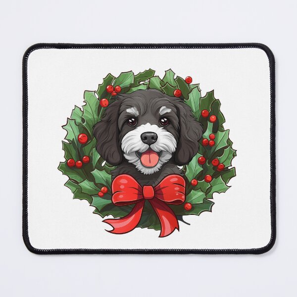 Item preview, Cavapoo - black and white - Christmas Wreath Dog designed and sold by wotsthis.