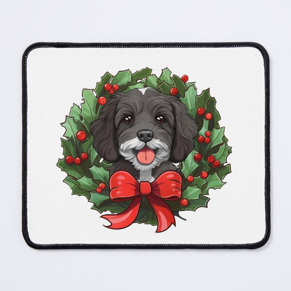 Item preview, Cavapoo - black and white - Christmas Wreath Dog designed and sold by wotsthis.